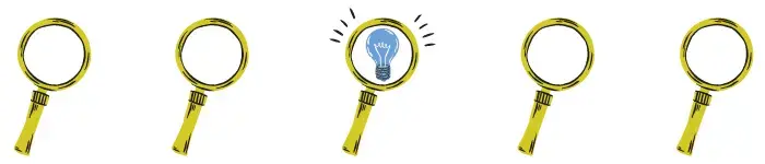 Magnifying glasses are searching.