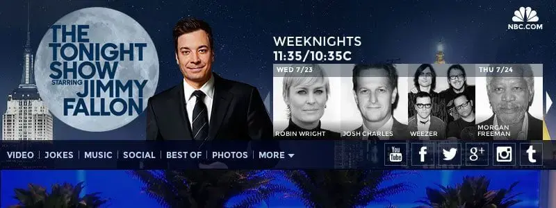 Screenshot of the Tonight Show's website