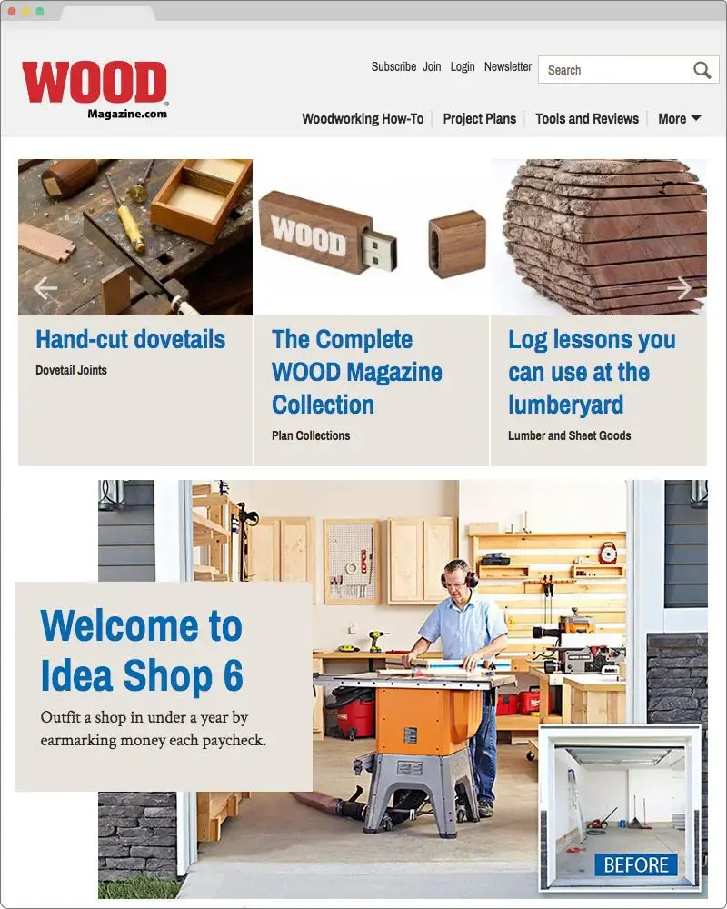 WOOD magazine online desktop interface