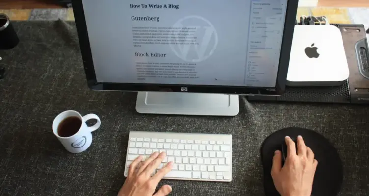Computer screen showing WordPress post being authored