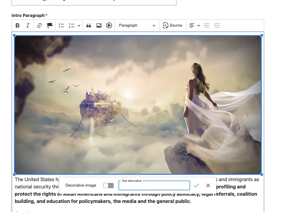 CKEditor5 alt tag prompt