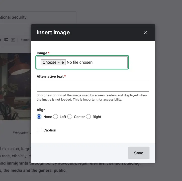 Insert image button in CKEditor5